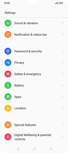 Press Password & security. Press Password & security.