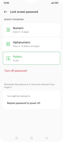 Press Turn off password. Press Turn off password.