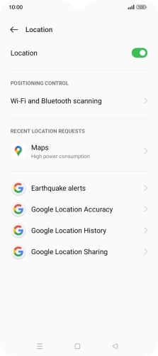 Press Google Location Accuracy. Press Google Location Accuracy.