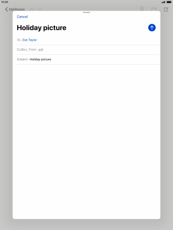 Press the text input field and write the text for your email. Press the text input field and write the text for your email.
