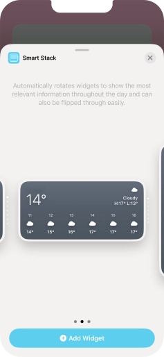 Slide your finger right or left on the screen to select the required widget size. Slide your finger right or left on the screen to select the required widget size.
