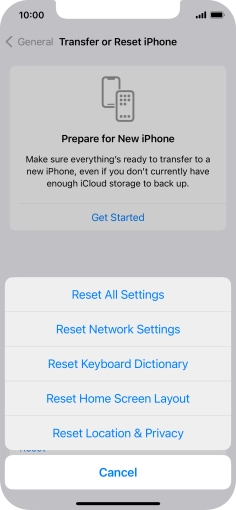 Press Reset All Settings. Press Reset All Settings.