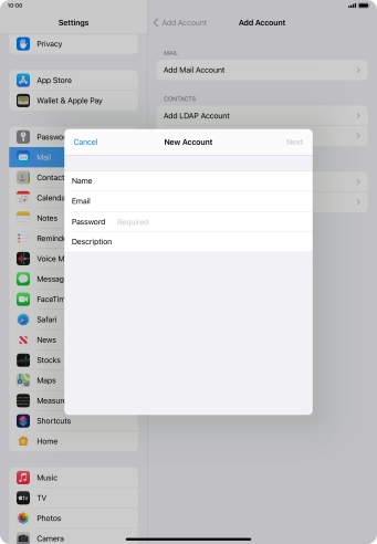 Press Password and key in the password for your email account. Press Password and key in the password for your email account.