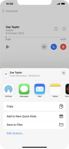 Press the required setting and follow the instructions on the screen to share or save the message. Press the required setting and follow the instructions on the screen to share or save the message.