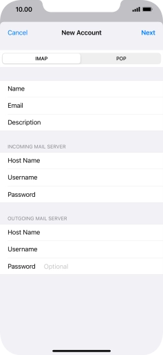 Press Password and key in the password for your email account. Press Password and key in the password for your email account.