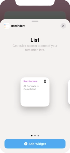 Slide your finger right or left on the screen to select the required widget size. Slide your finger right or left on the screen to select the required widget size.