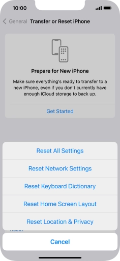 Press Reset All Settings. Press Reset All Settings.