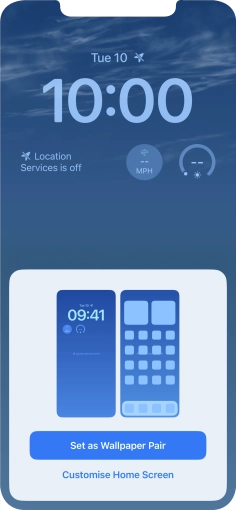To use the same colour theme on the home screen, press Set as Wallpaper Pair. To use the same colour theme on the home screen, press Set as Wallpaper Pair.