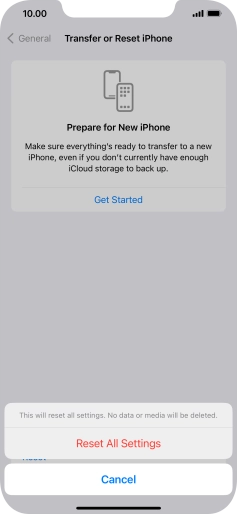 Press Reset All Settings. Press Reset All Settings.