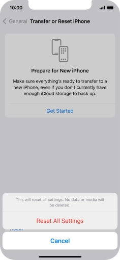 Press Reset All Settings. Press Reset All Settings.