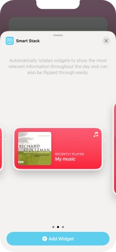 Slide your finger right or left on the screen to select the required widget size. Slide your finger right or left on the screen to select the required widget size.