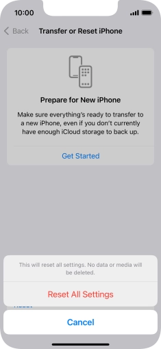 Press Reset All Settings. Press Reset All Settings.