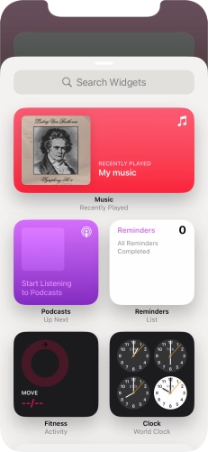 Press the required widget. Press the required widget.