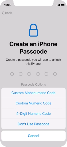 Follow the instructions on the screen to turn on use of phone lock code or press Don't Use Passcode. Follow the instructions on the screen to turn on use of phone lock code or press Don't Use Passcode.