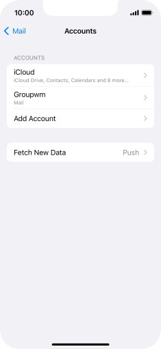 Press the name of the email account you've just set up. Press the name of the email account you've just set up.
