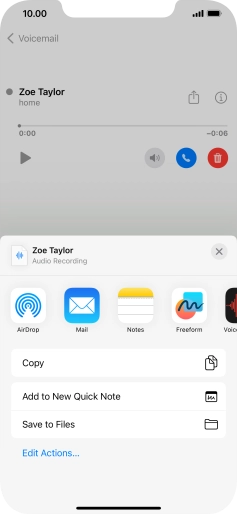Press the required setting and follow the instructions on the screen to share or save the message. Press the required setting and follow the instructions on the screen to share or save the message.