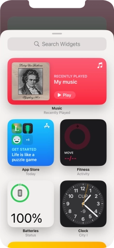 Press the required widget. Press the required widget.