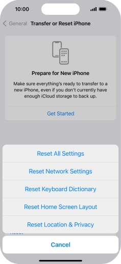 Press Reset All Settings. Press Reset All Settings.