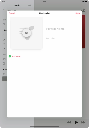 Press the text input field and key in a name for the playlist. Press the text input field and key in a name for the playlist.