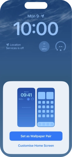 To use the same colour theme on the home screen, press Set as Wallpaper Pair. To use the same colour theme on the home screen, press Set as Wallpaper Pair.