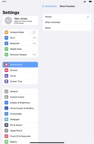 To select notification preview on the lock screen, press Always. To select notification preview on the lock screen, press Always.