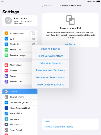 Press Reset All Settings. Press Reset All Settings.