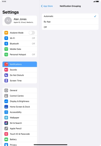 Press the required setting. Press the required setting.