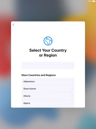 Press the required country or area. Press the required country or area.