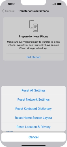 Press Reset All Settings. Press Reset All Settings.