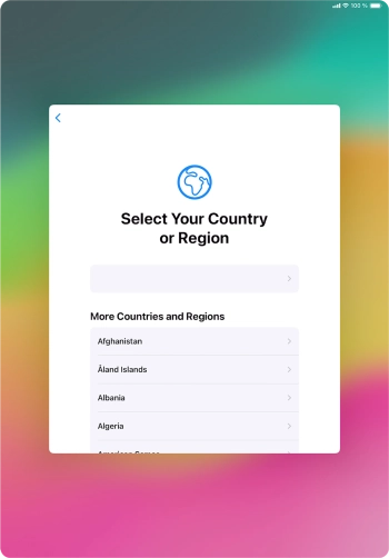 Press the required country or area. Press the required country or area.