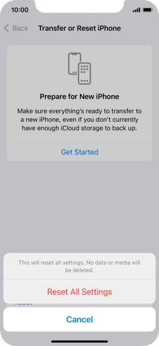 Press Reset All Settings. Press Reset All Settings.