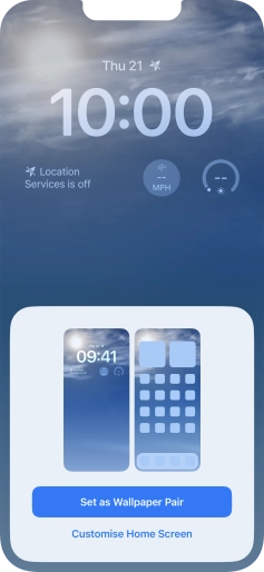 To use the same colour theme on the home screen, press Set as Wallpaper Pair. To use the same colour theme on the home screen, press Set as Wallpaper Pair.