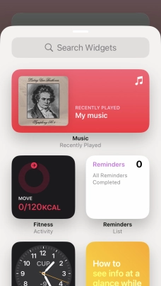 Press the required widget. Press the required widget.