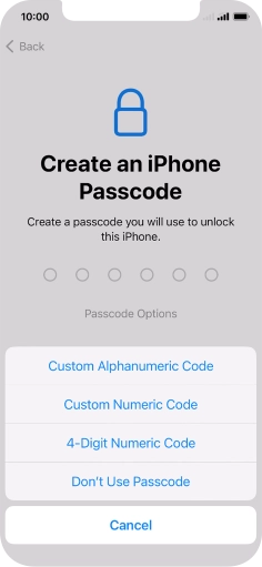 Follow the instructions on the screen to turn on use of phone lock code or press Don't Use Passcode. Follow the instructions on the screen to turn on use of phone lock code or press Don't Use Passcode.