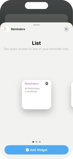 Slide your finger right or left on the screen to select the required widget size. Slide your finger right or left on the screen to select the required widget size.