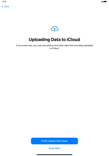 Press the required setting. Press the required setting.