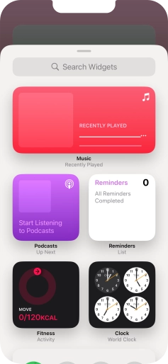 Press the required widget. Press the required widget.