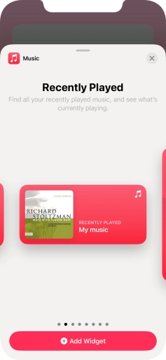 Slide your finger right or left on the screen to select the required widget size. Slide your finger right or left on the screen to select the required widget size.