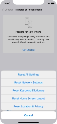 Press Reset All Settings. Press Reset All Settings.
