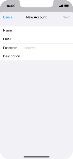 Press Password and key in the password for your email account. Press Password and key in the password for your email account.