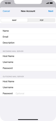 Press Password and key in the password for your email account. Press Password and key in the password for your email account.
