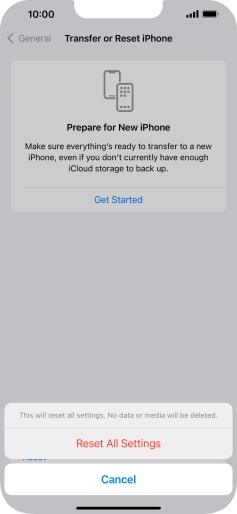 Press Reset All Settings. Press Reset All Settings.
