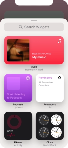 Press the required widget. Press the required widget.