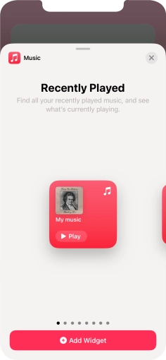Slide your finger right or left on the screen to select the required widget size. Slide your finger right or left on the screen to select the required widget size.