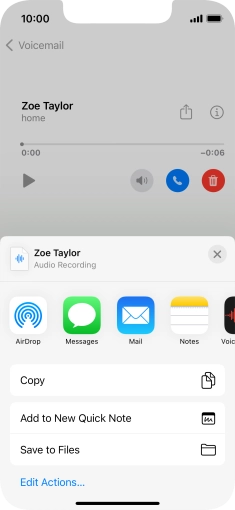 Press the required setting and follow the instructions on the screen to share or save the message. Press the required setting and follow the instructions on the screen to share or save the message.