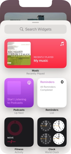 Press the required widget. Press the required widget.