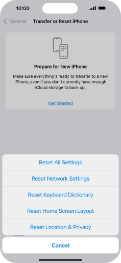 Press Reset All Settings. Press Reset All Settings.