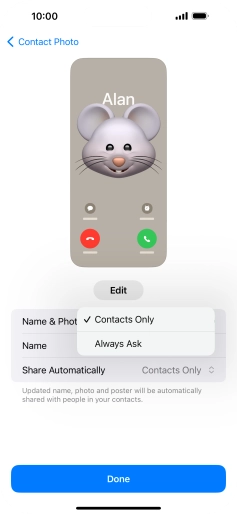 Press the required setting. Press the required setting.