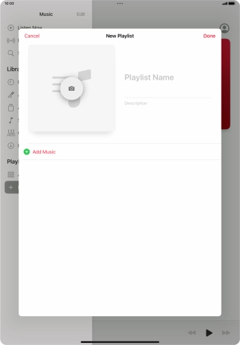 Press the text input field and key in a name for the playlist. Press the text input field and key in a name for the playlist.