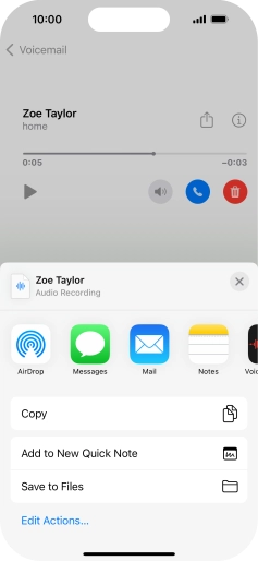 Press the required setting and follow the instructions on the screen to share or save the message. Press the required setting and follow the instructions on the screen to share or save the message.